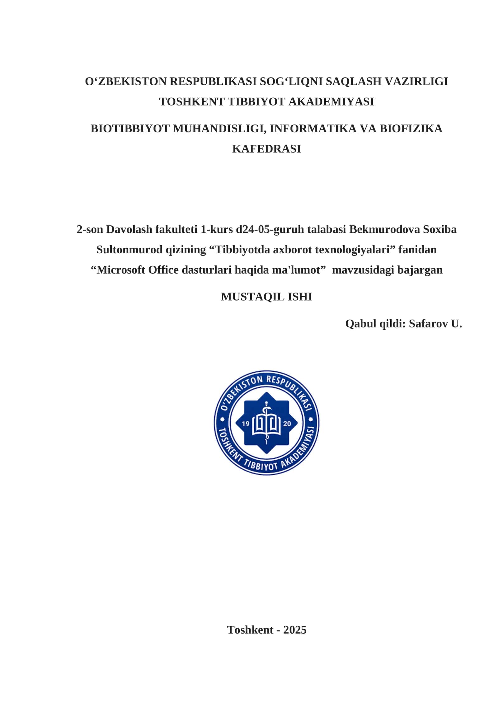 Microsoft Office dasturlari haqida ma'lumot