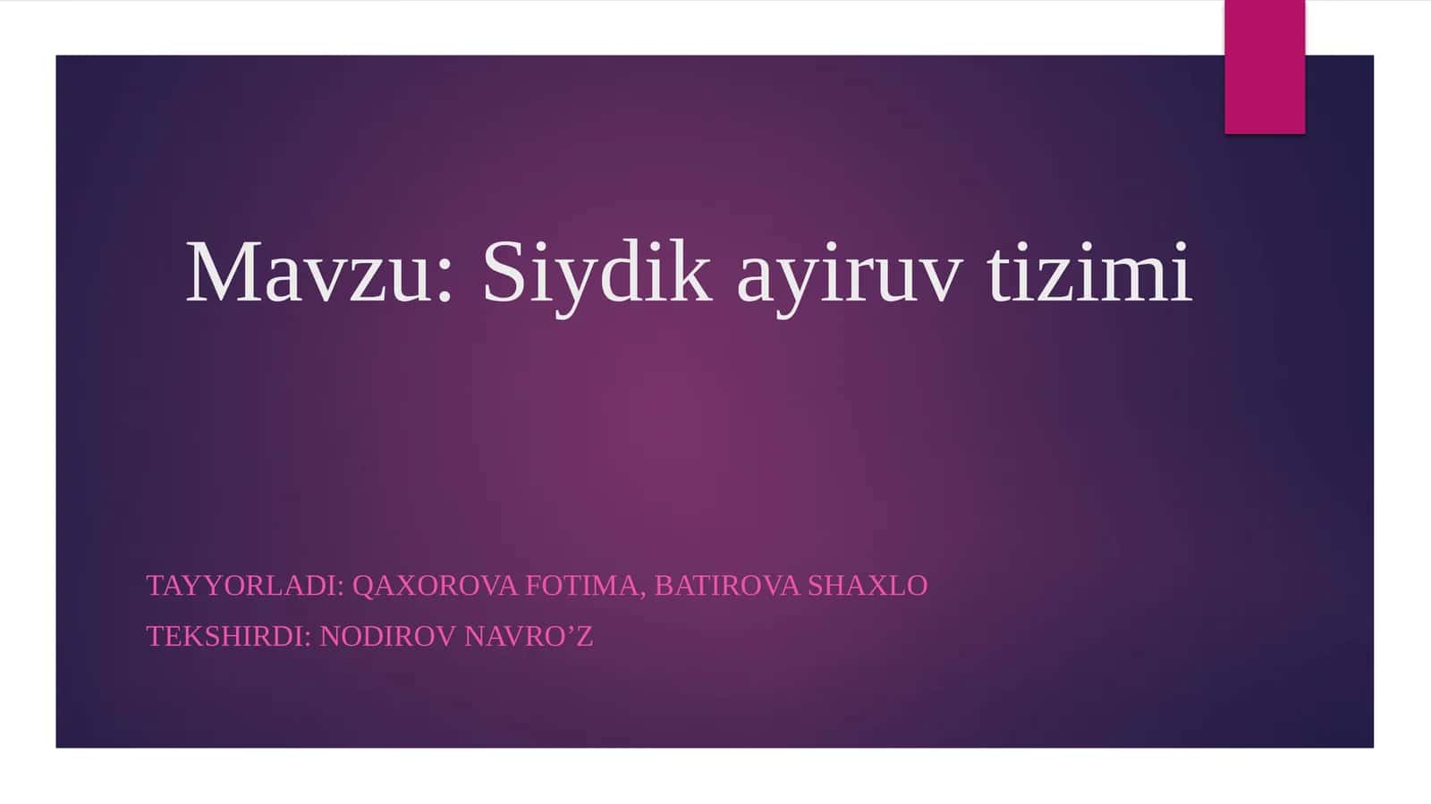 Siydik ayiruv tizimi