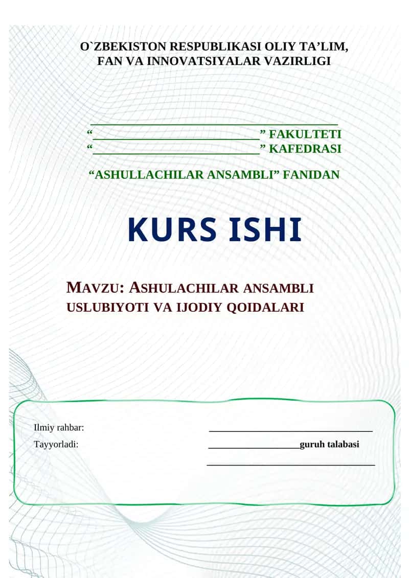 ASHULACHILAR ANSAMBLI USLUBIYOTI VA IJODIY QOIDALARI