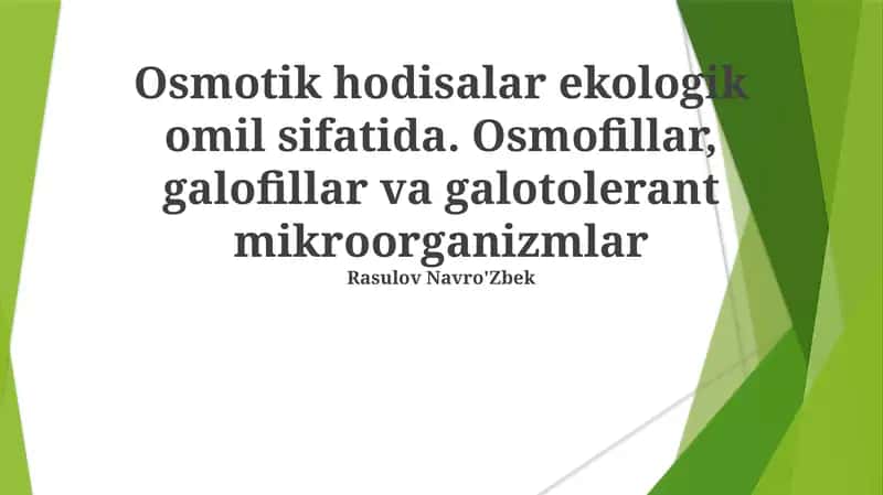 Osmotik hodisalar ekologik omil sifatida