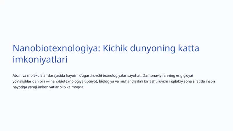 Nanobiotexnologiya
