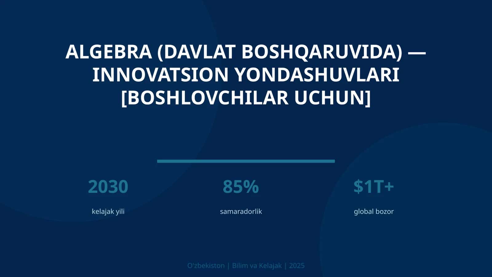 Algebra (davlat boshqaruvida) — innovatsion yondashuvlari [boshlovchilar uchun]