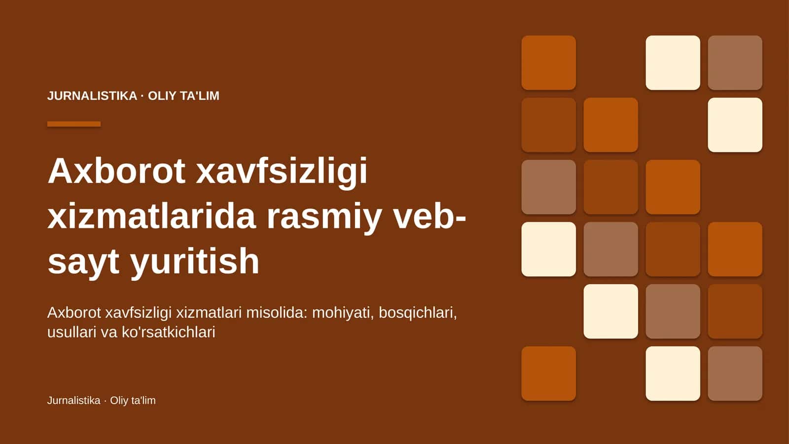 Axborot xavfsizligi xizmatlarida rasmiy veb-sayt yuritish