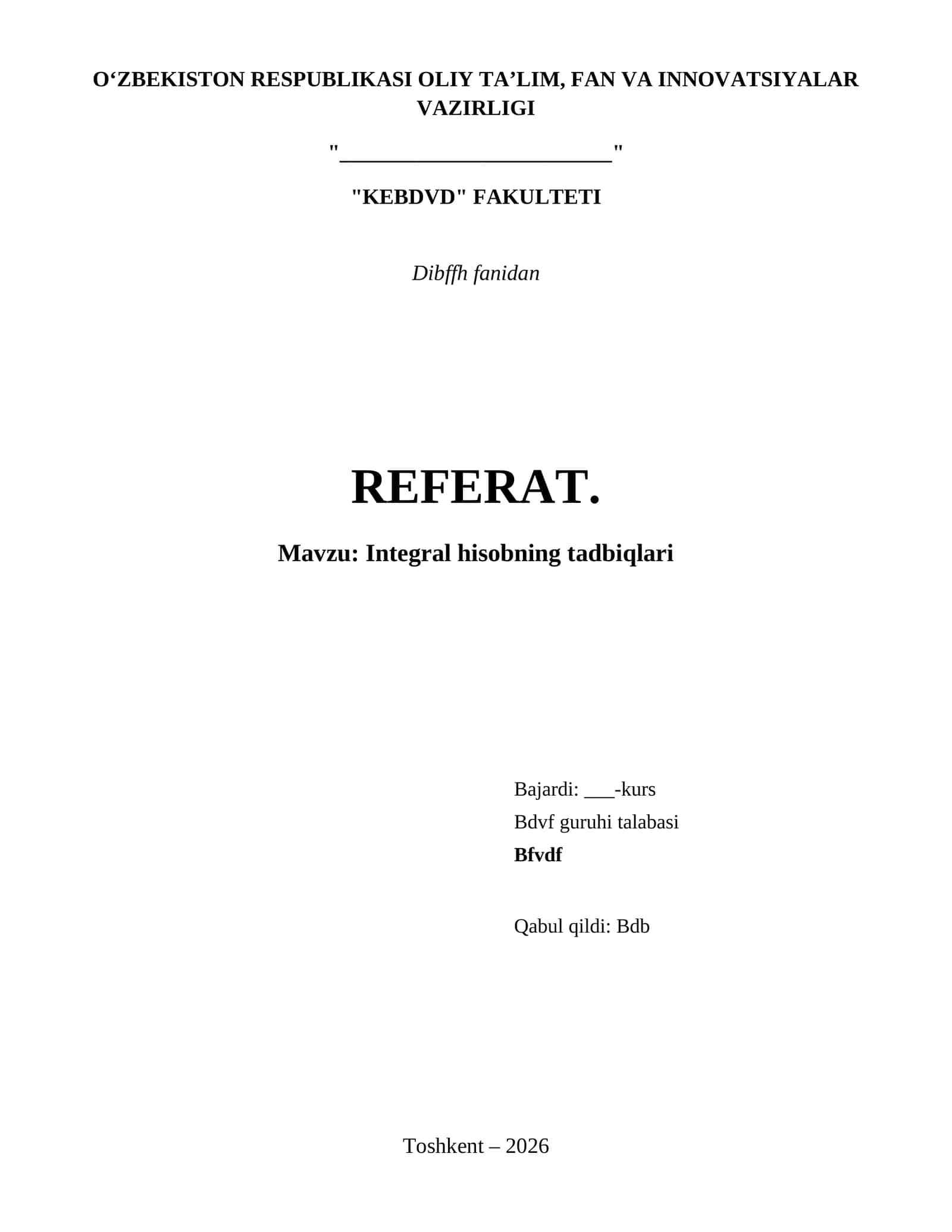 Integral hisobning tadbiqlari