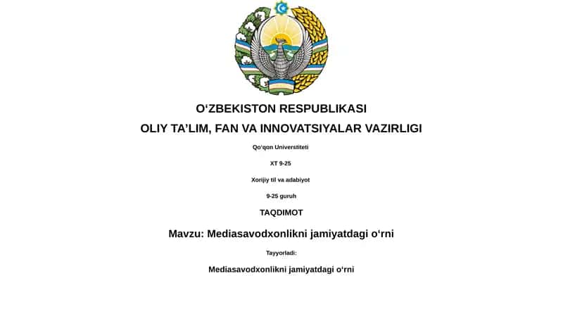 Mediasavodxonlikni jamiyatdagi oʻrni