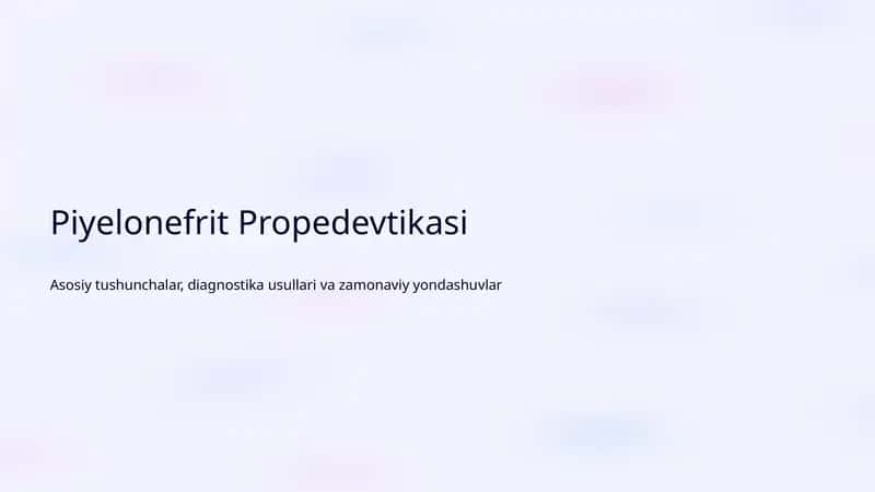 Piyelonefrit Propedevtikasi