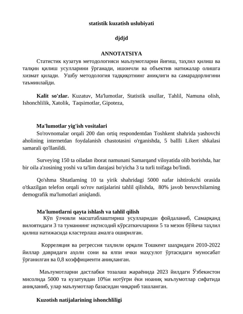 Statistik kuzatish uslubiyati