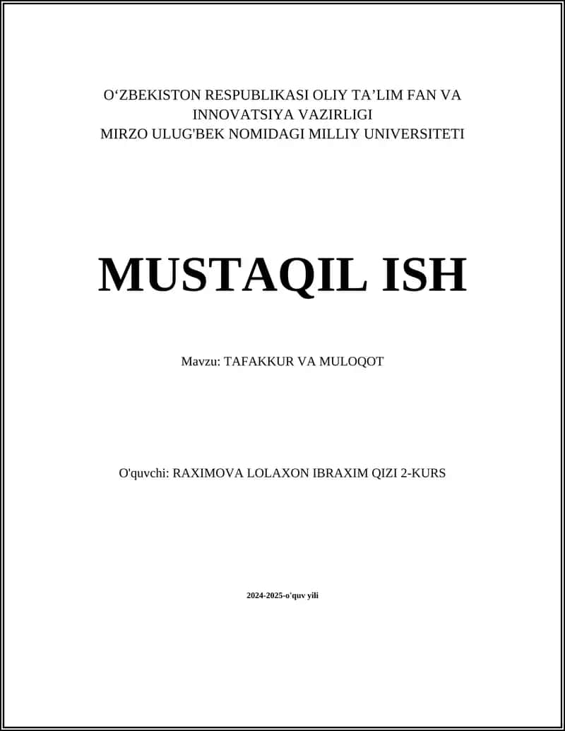 Tafakkur va muloqot