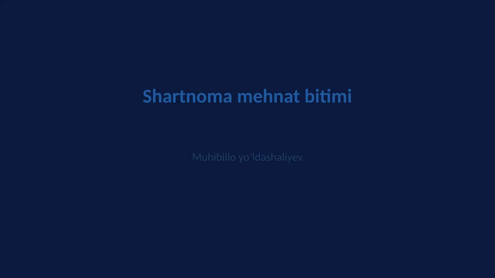 Shartnoma mehnat bitimi