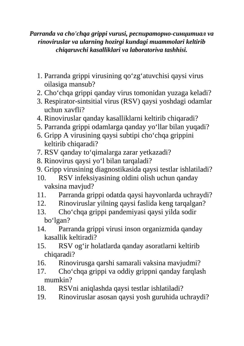 Parranda va cho'chqa grippi vurusi