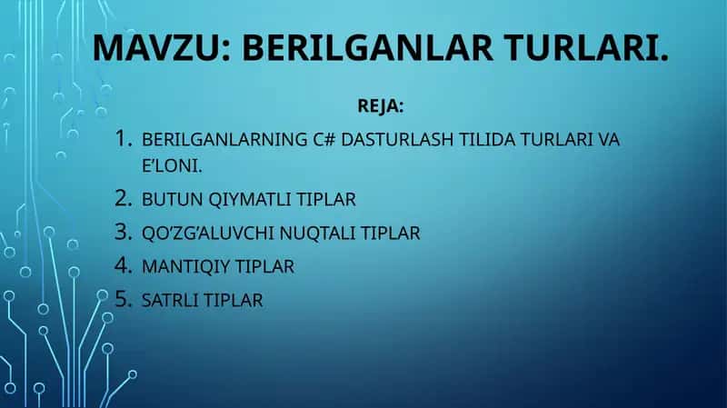 Berilganlarturlari