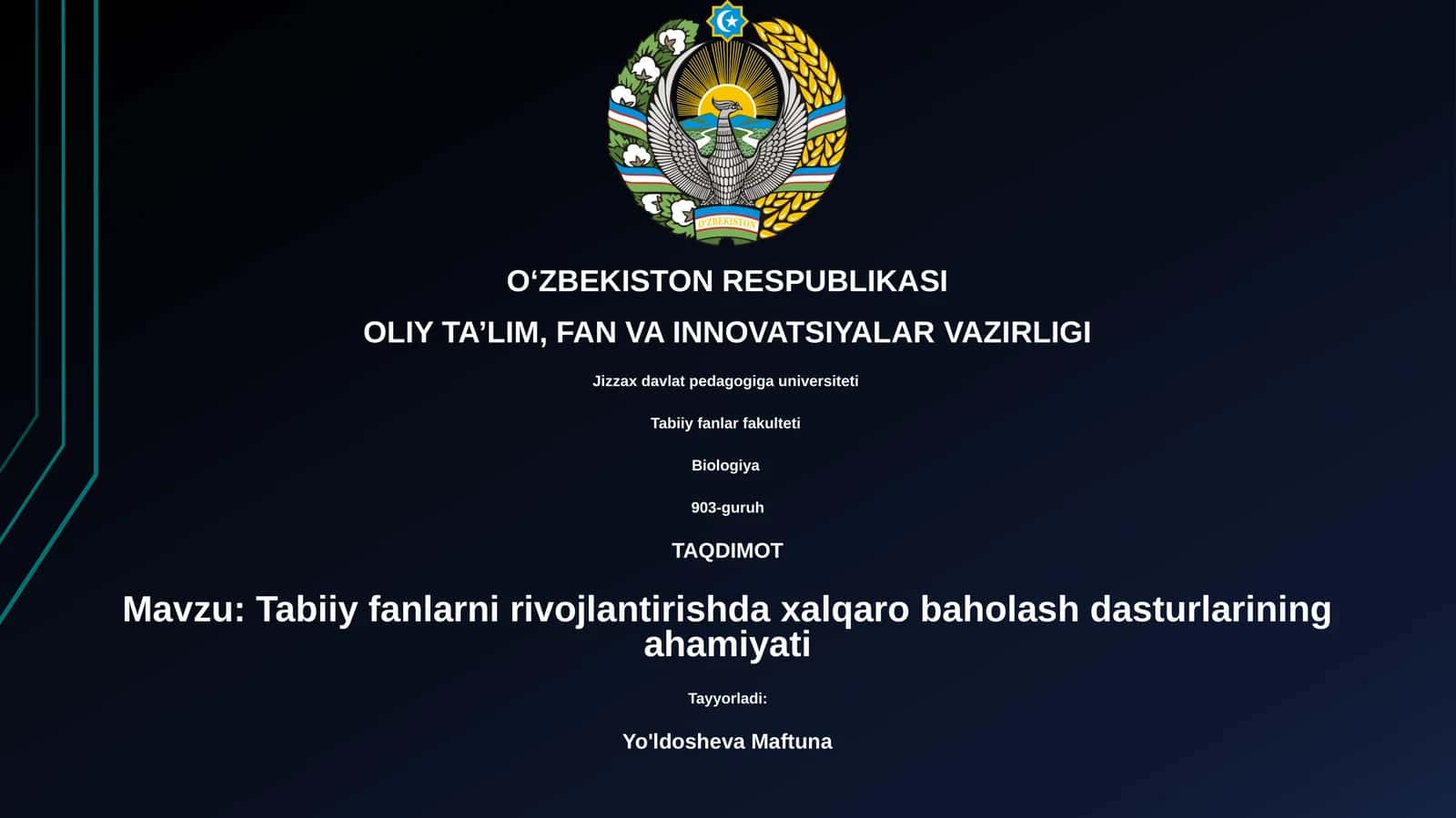 Tabiiy fanlarni rivojlantirishda xalqaro baholash dasturlarining ahamiyati