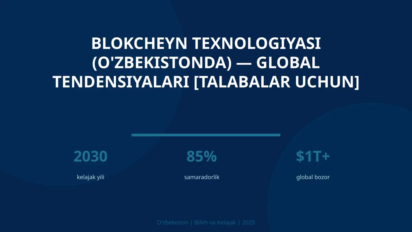 Blokcheyn Texnologiyasi (O'zbekistonda) — Global Tendensiyalari [Talabalar Uchun]