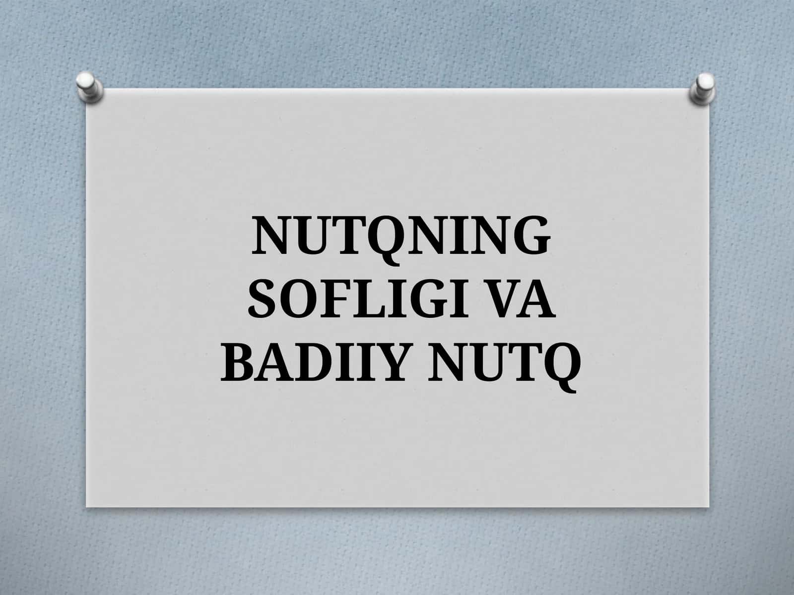 NUTQNING SOFLIGI VABADIIY NUTQ
