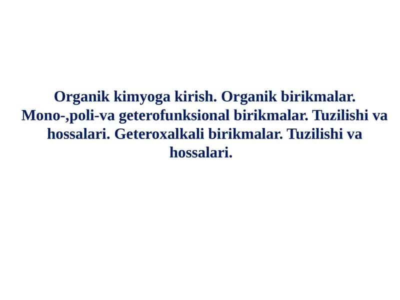 Organik kimyo