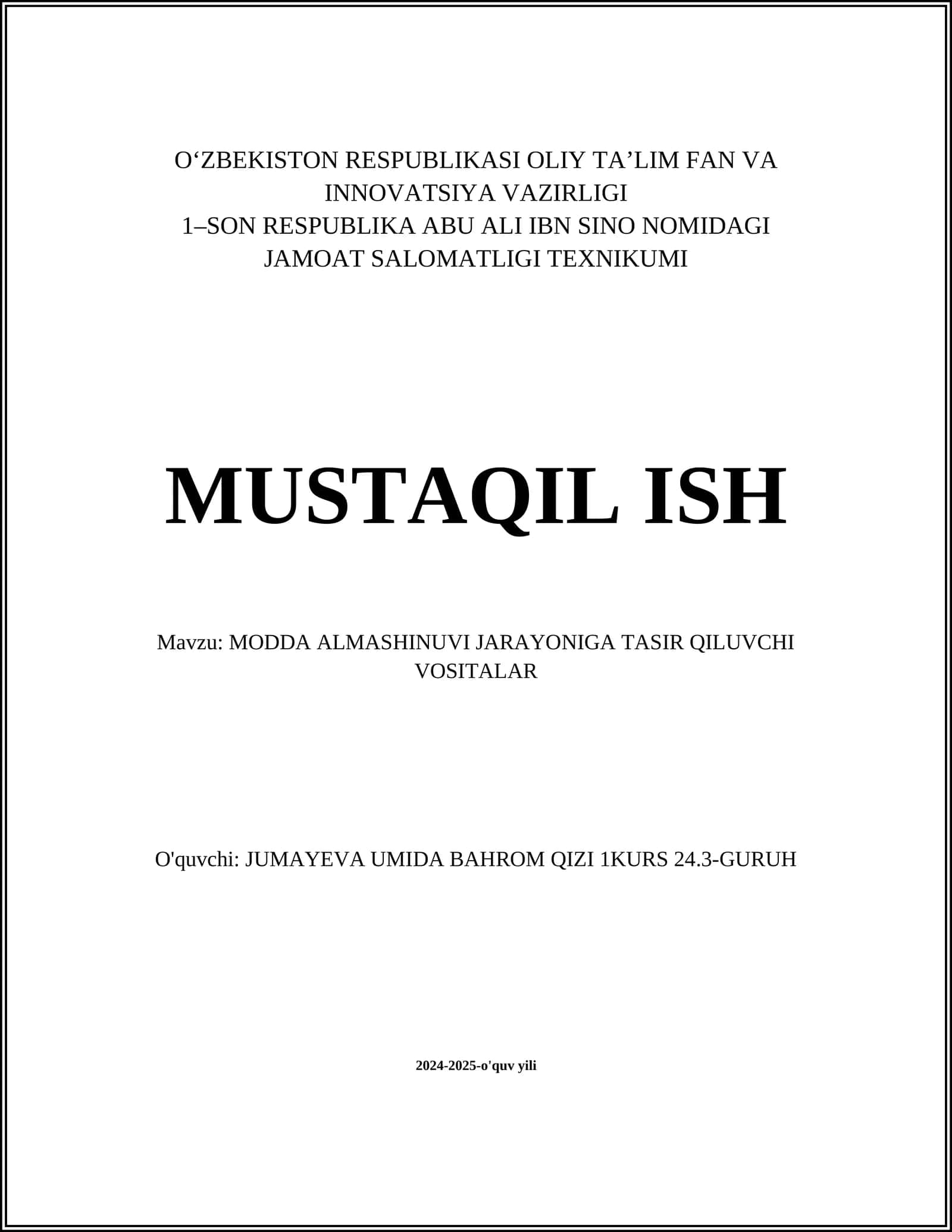 MODDA ALMASHINUVI JARAYONIGA TASIR QILUVCHI VOSITALAR