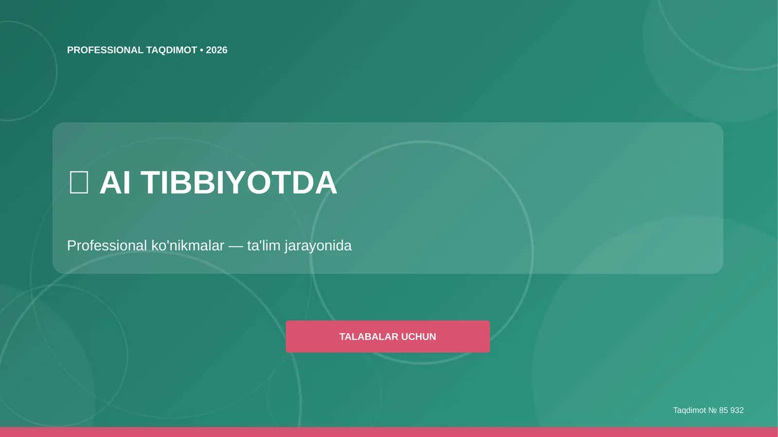 AI Tibbiyotda Professional Ko'nikmalar