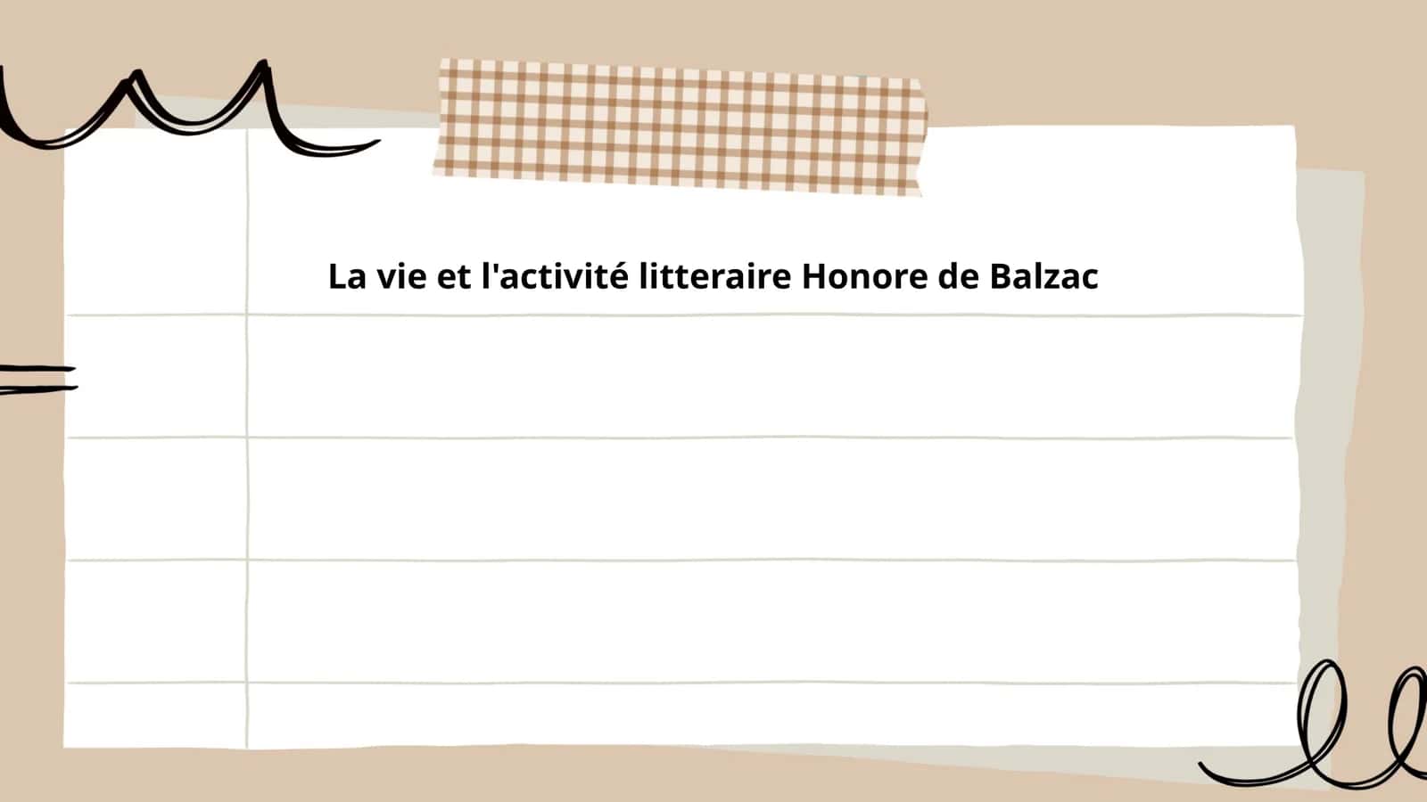 La vie et l'activité litteraire Honore de Balzac