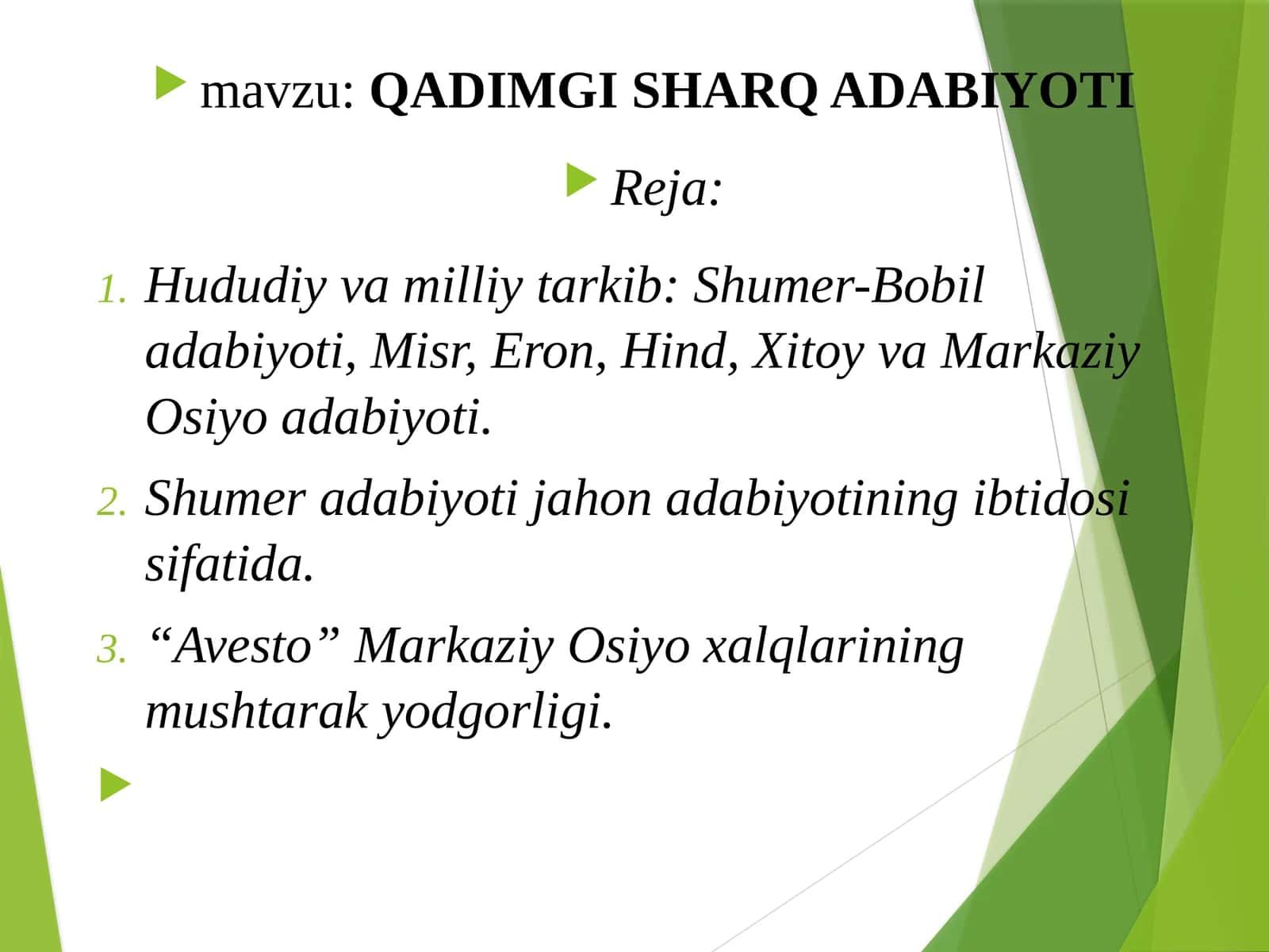 QADIMGI SHARQ ADABIYOTI