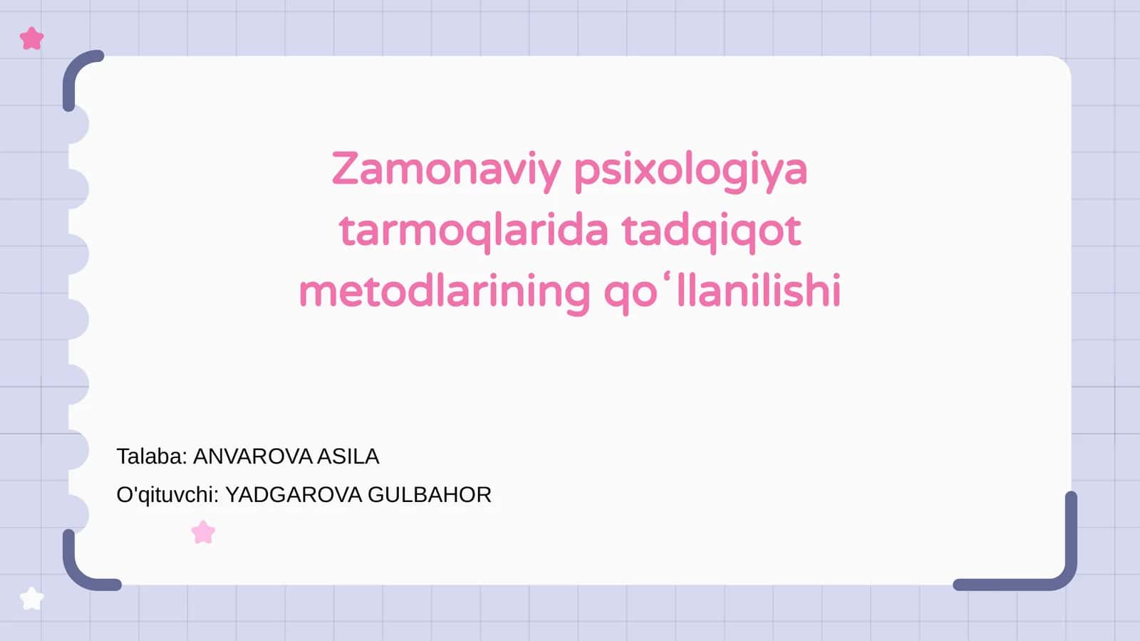 Zamonaviy psixologiyada tadqiqot metodlari