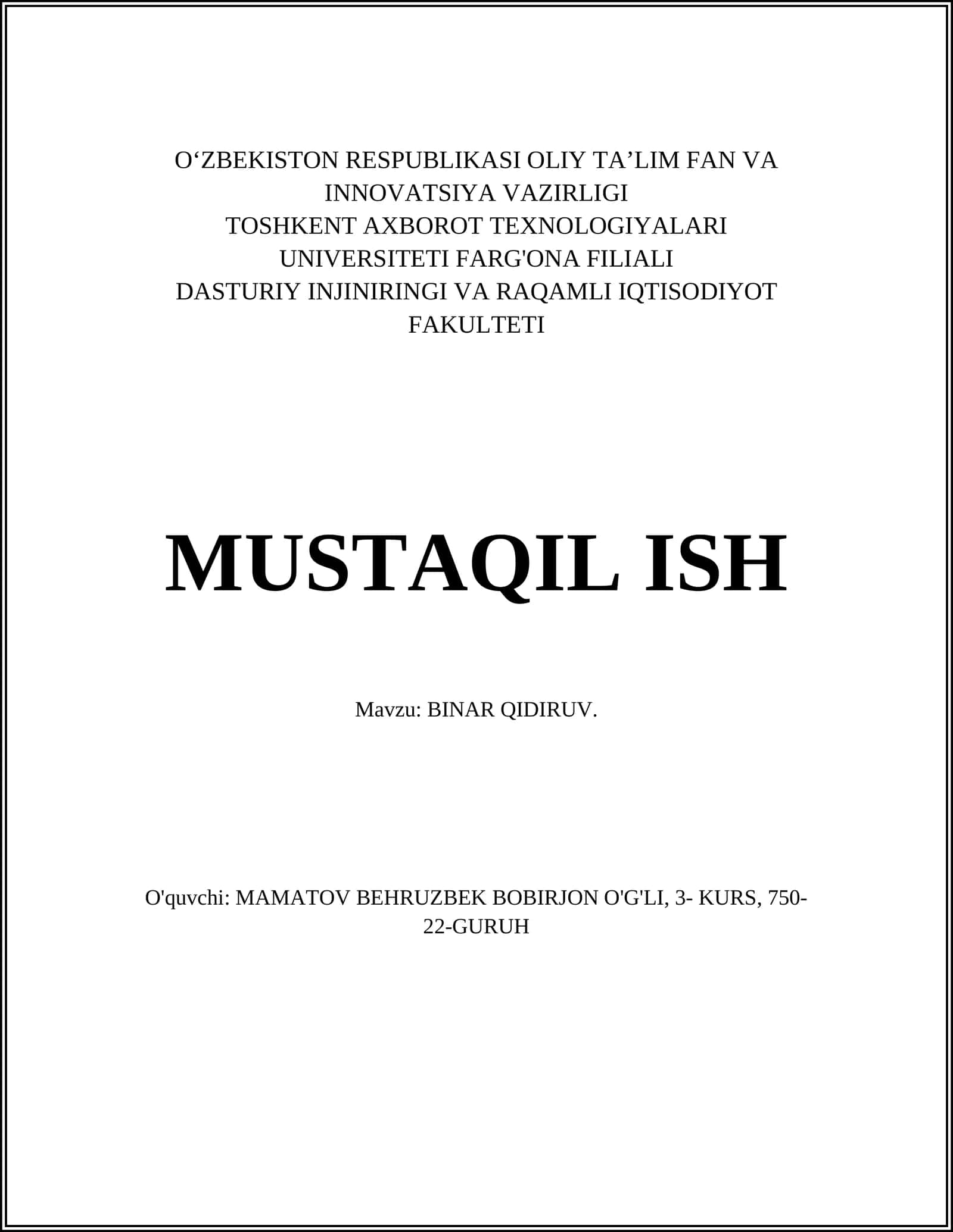 BINAR QIDIRUV