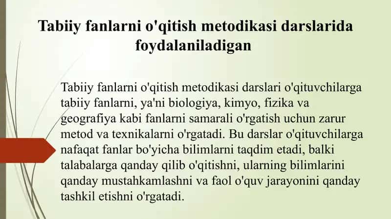 Tabiiy fanlarning oʻqiti metodikasi 1