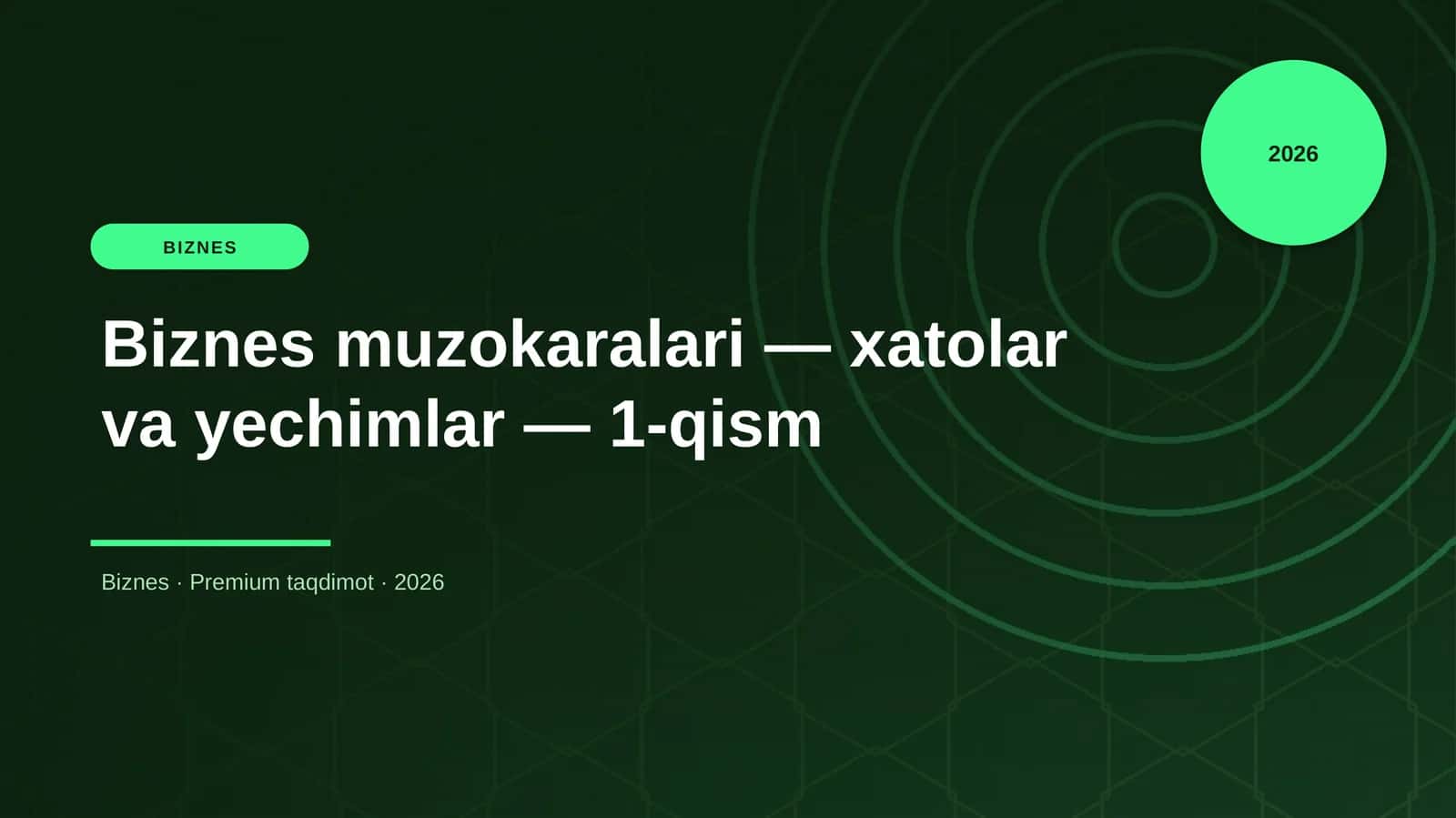 Biznes muzokaralari — xatolar va yechimlar — 1-qism