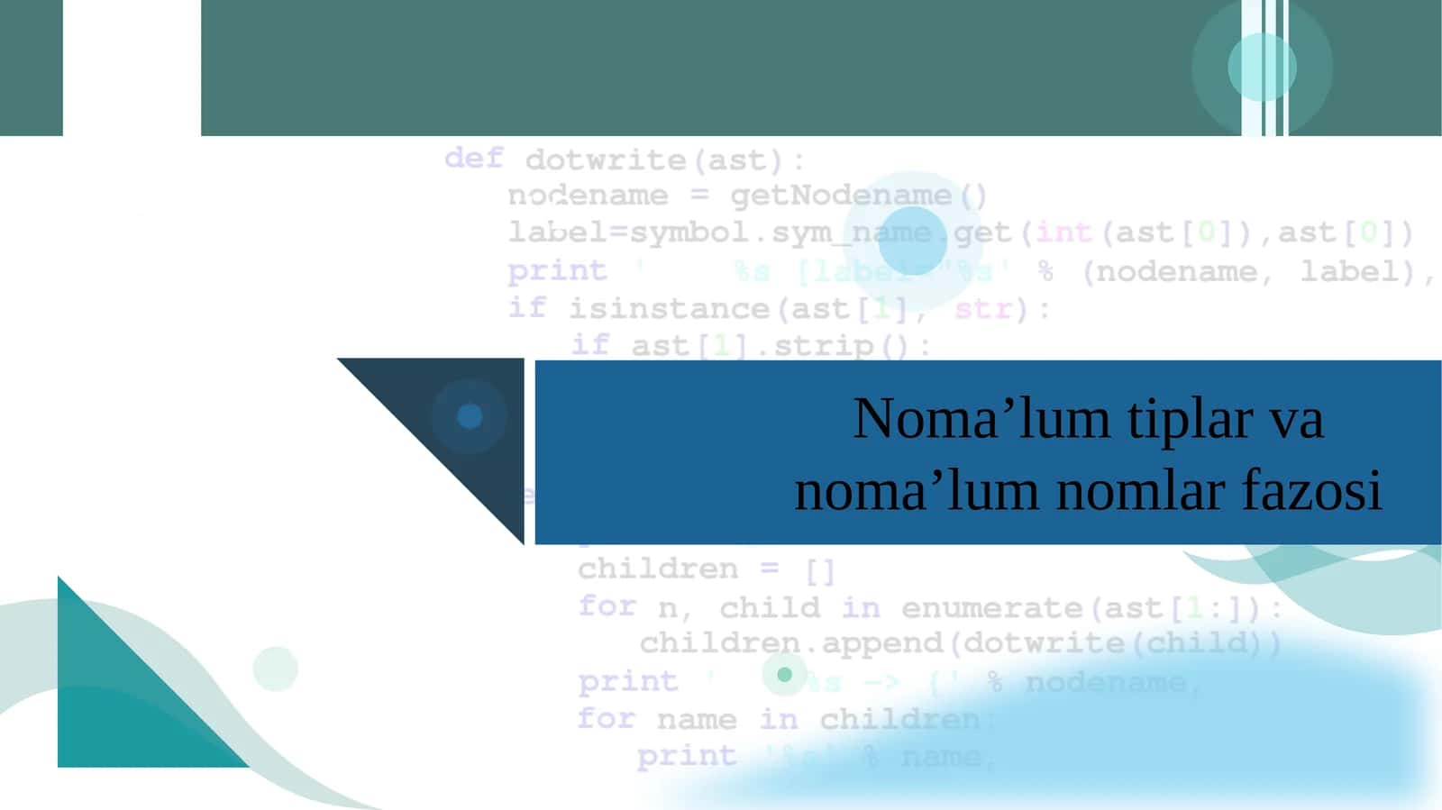 Noma’lum tiplar va noma’lum nomlar fazosi