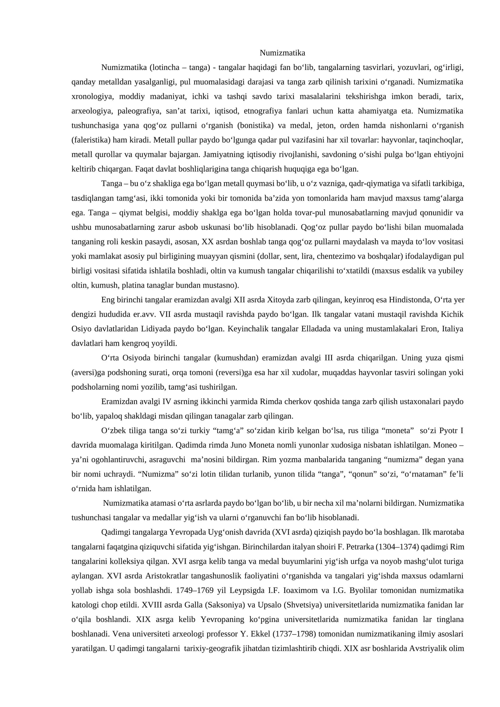Numizmatika