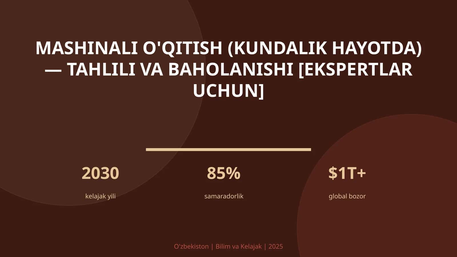 Mashinali o'qitish (kundalik hayotda) — tahlili va baholanishi [ekspertlar uchun]