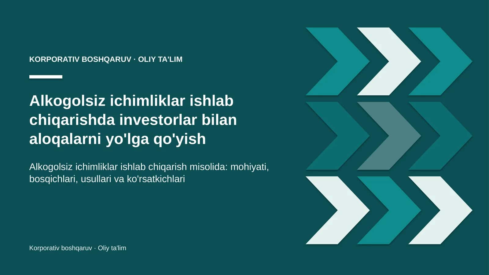 alkogolsiz ichimliklar ishlab chiqarishda investorlar bilan aloqalarni yo'lga qo'yish 9345