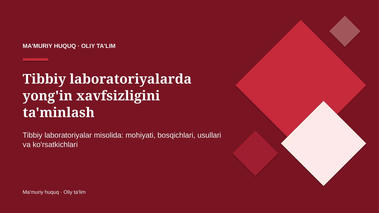 Tibbiy laboratoriyalarda yong'in xavfsizligini ta'minlash