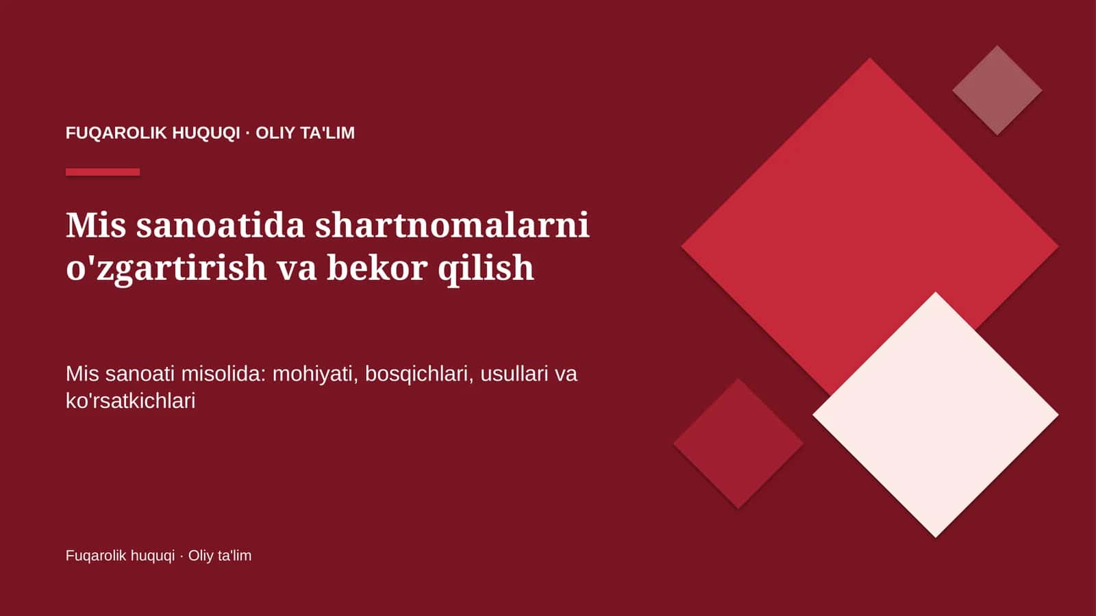 mis sanoatida shartnomalarni o'zgartirish va bekor qilish 4565