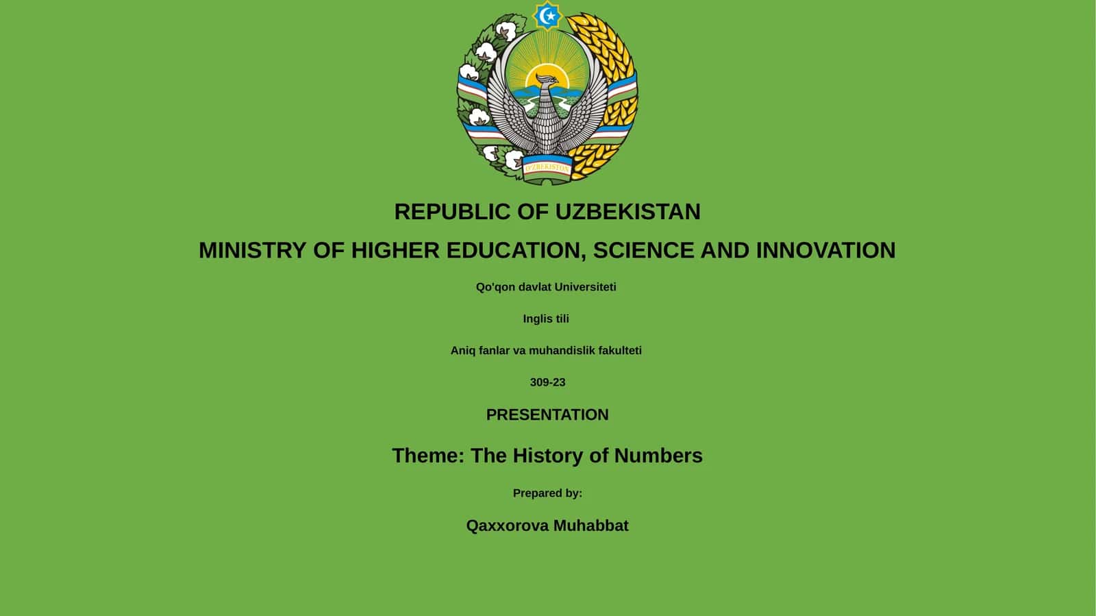 History of Numbers Presentation