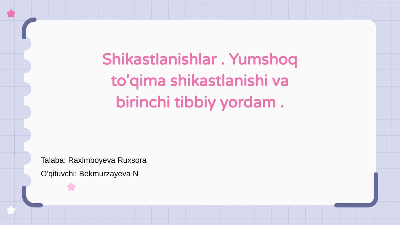 Yumshoq to'qima shikastlanishi va birinchi tibbiy yordam