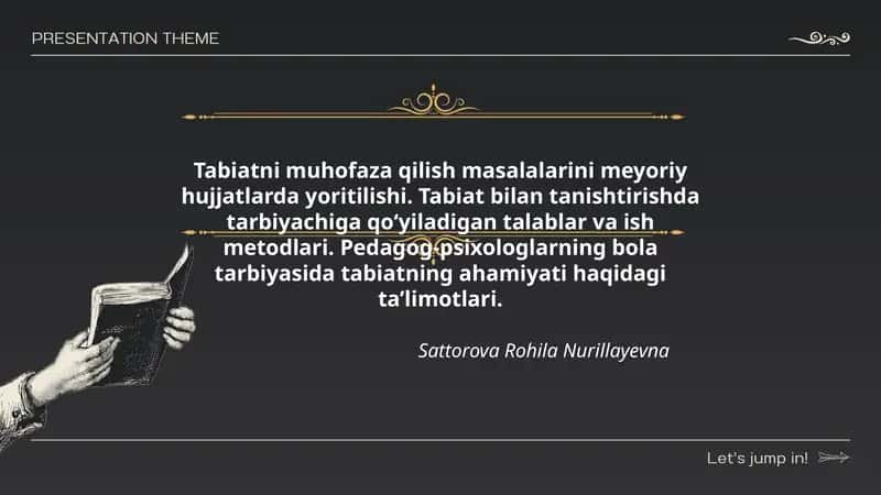 Tabiatni muhofaza qilish masalalarini meyoriy hujjatlarda yoritilishi