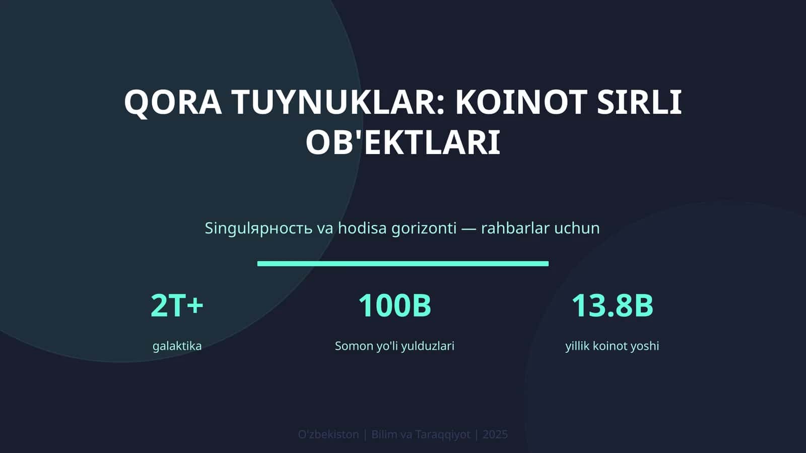 Qora tuynuklar: koinot sirli ob'ektlari