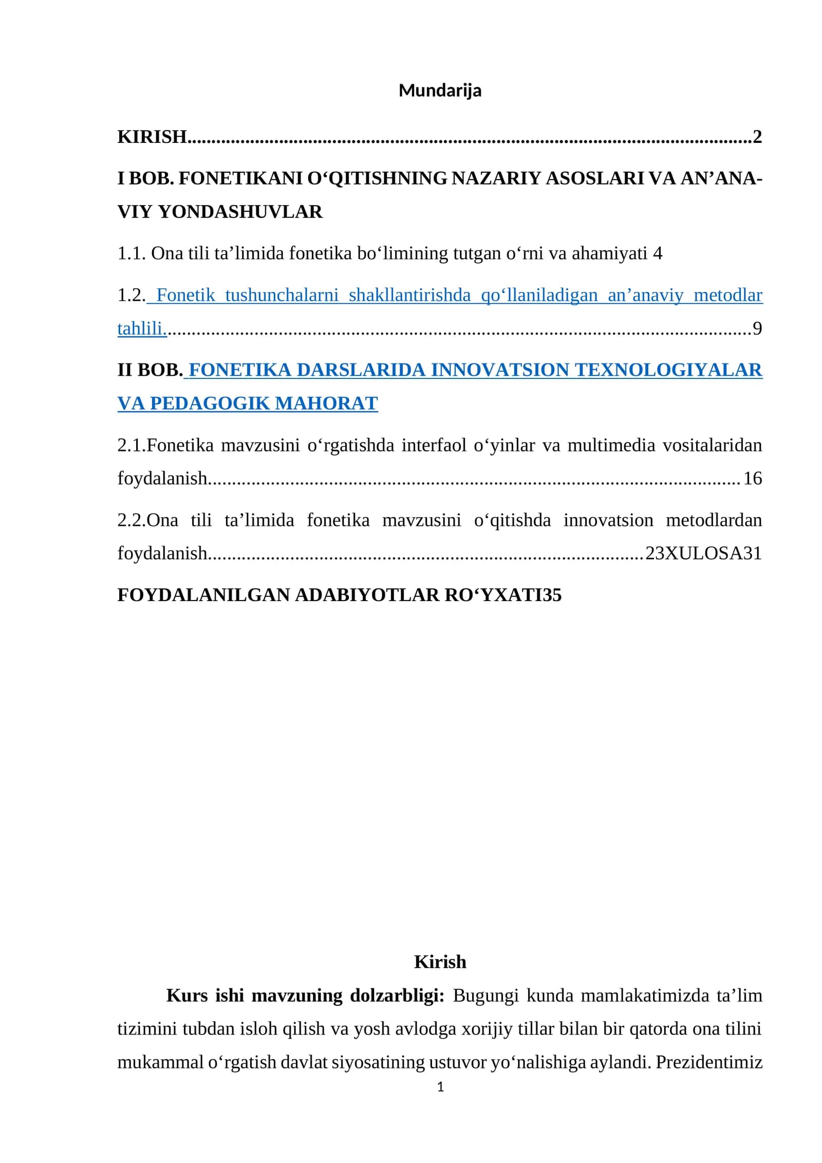 FONETIKANI O‘QITISHNING NAZARIY ASOSLARI VA AN’ANA-VIY YONDASHUVLAR