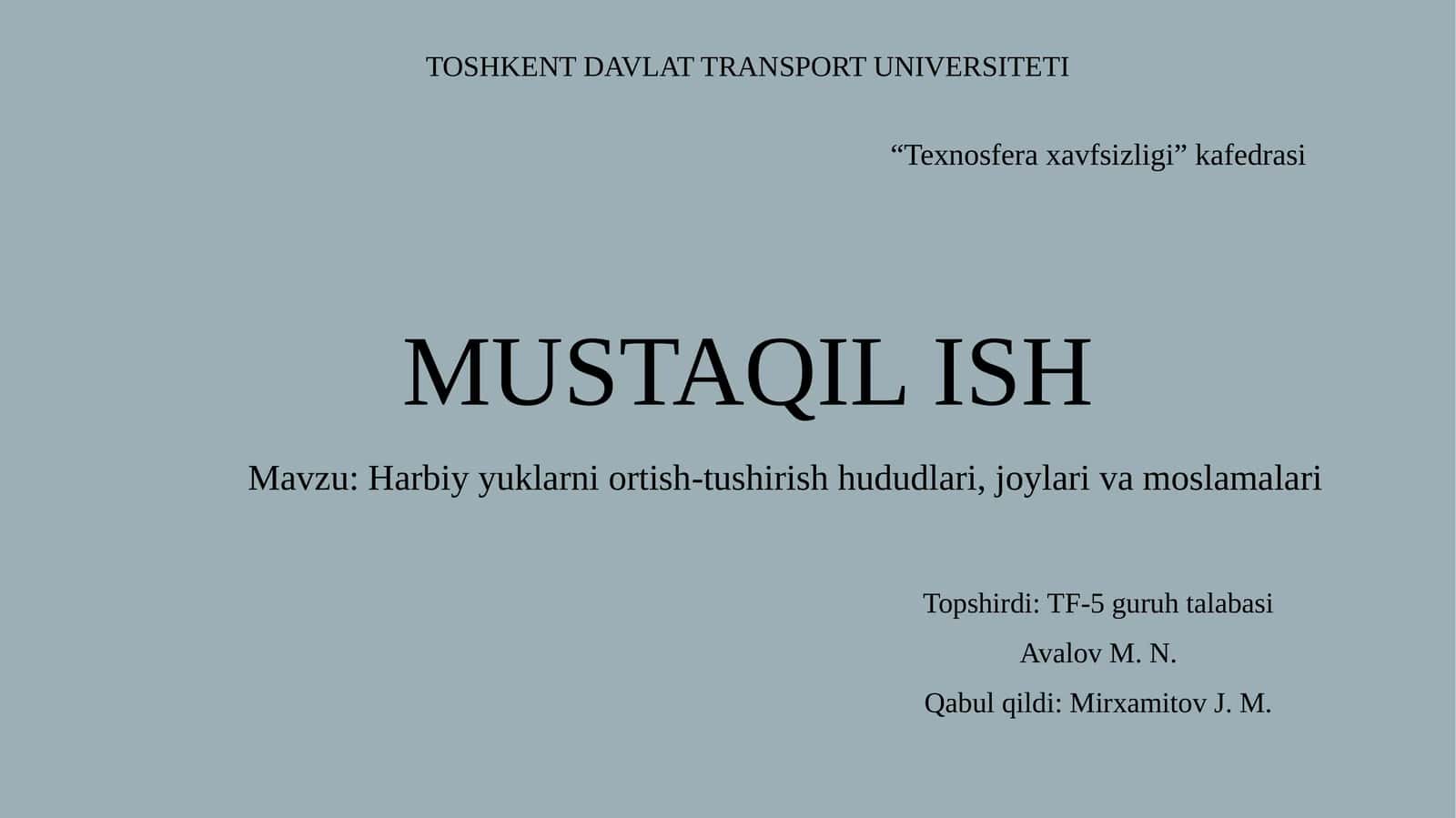 Harbiy yuklarni ortish-tushirish