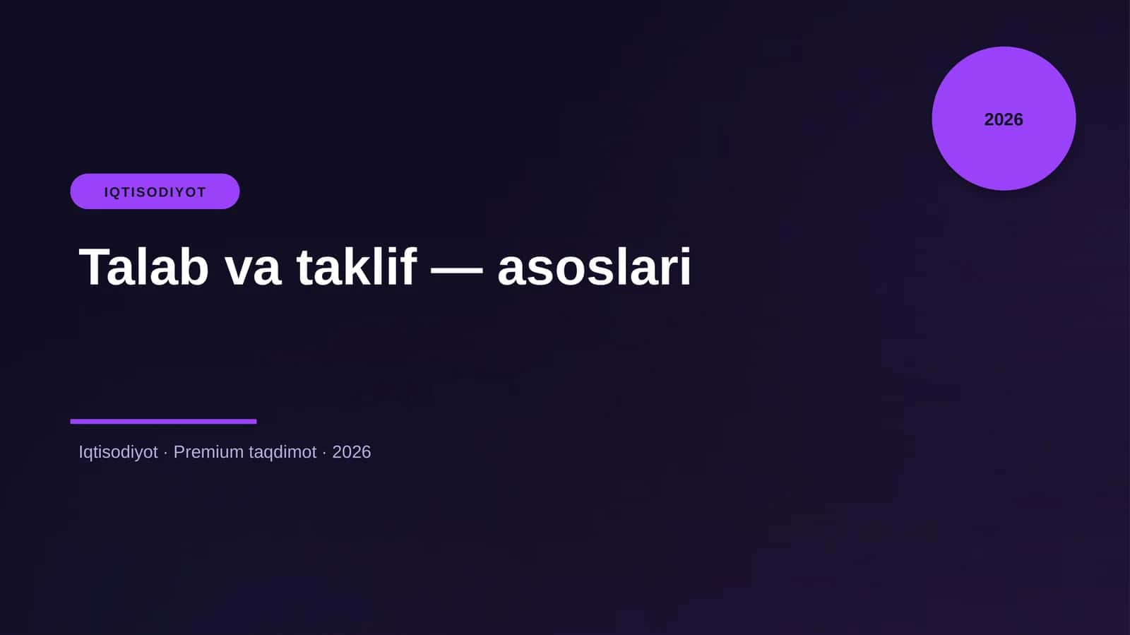 Talab va taklif — asoslari
