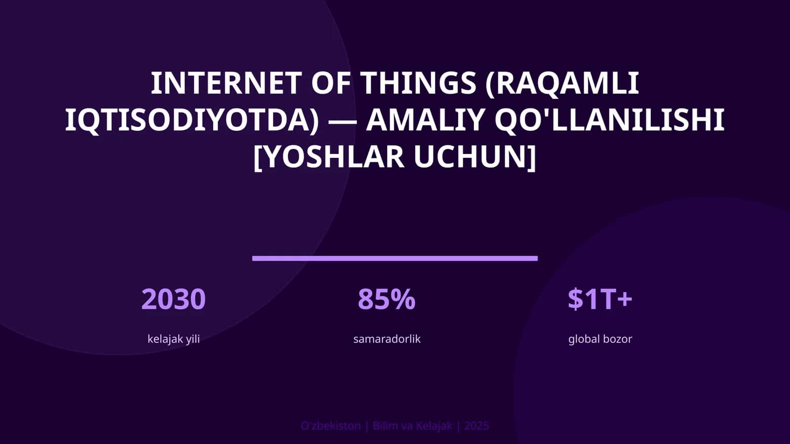 Internet of Things (raqamli iqtisodiyotda) — amaliy qo'llanilishi [yoshlar uchun]