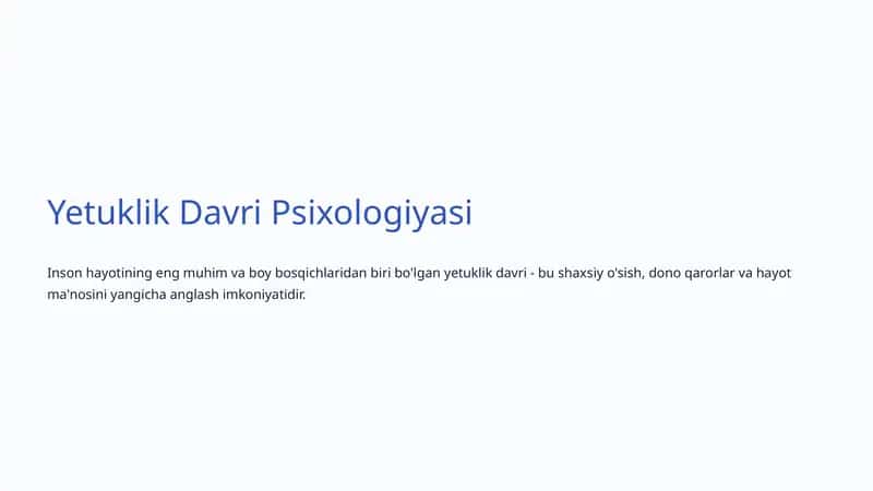 Yetuklik Davri Psixologiyasi
