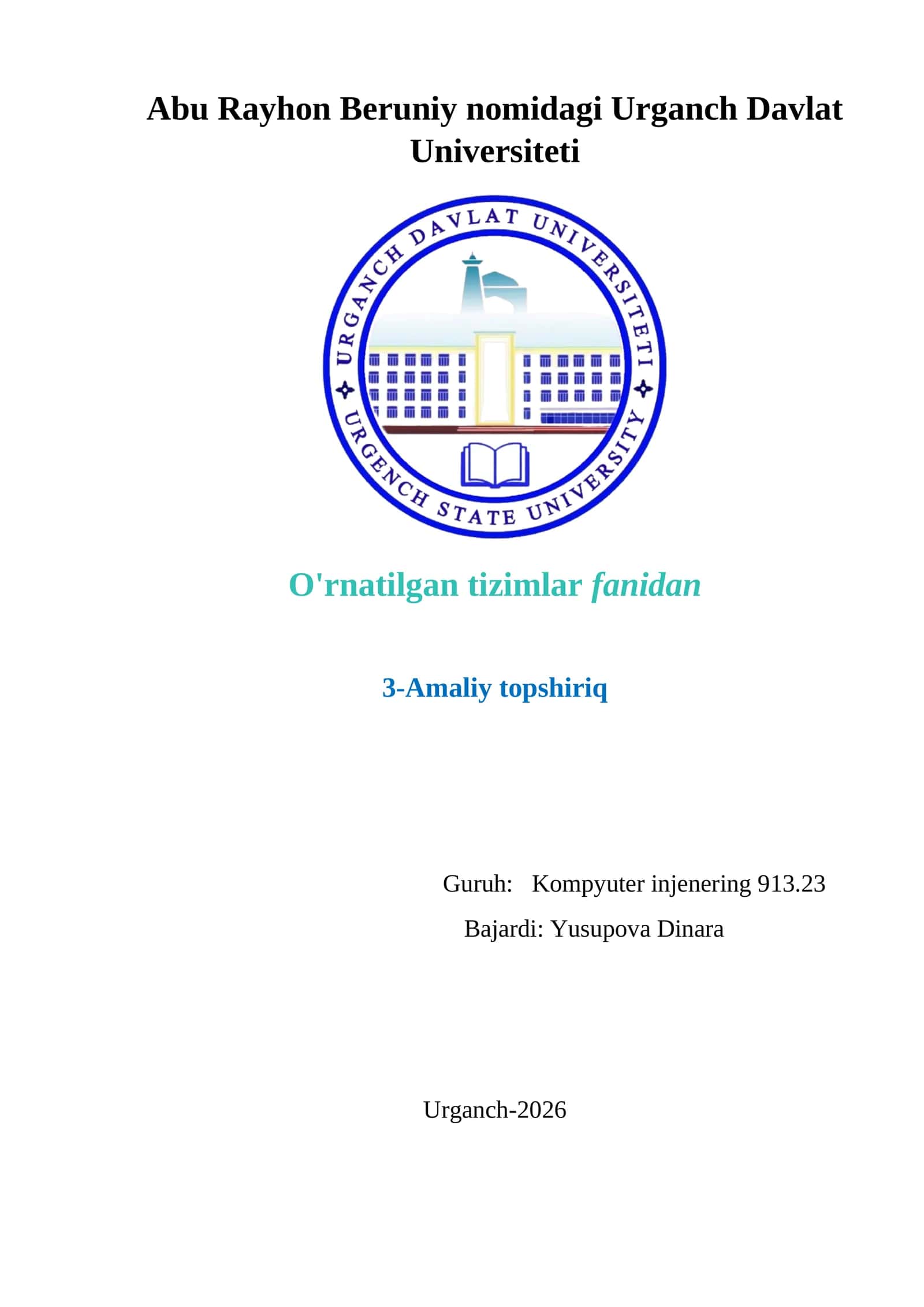 AMALIYOT ISHI. POTENSIOMETR BILAN ISHLASH: ARDUINO ORQALI YORUG'LIK DIODININING (LED) YORUG'LIK DARAJASINI PWM YORDAMIDA O'ZGARTIRISH VA YONGAN LED LAR SONINI BOSHQARISH