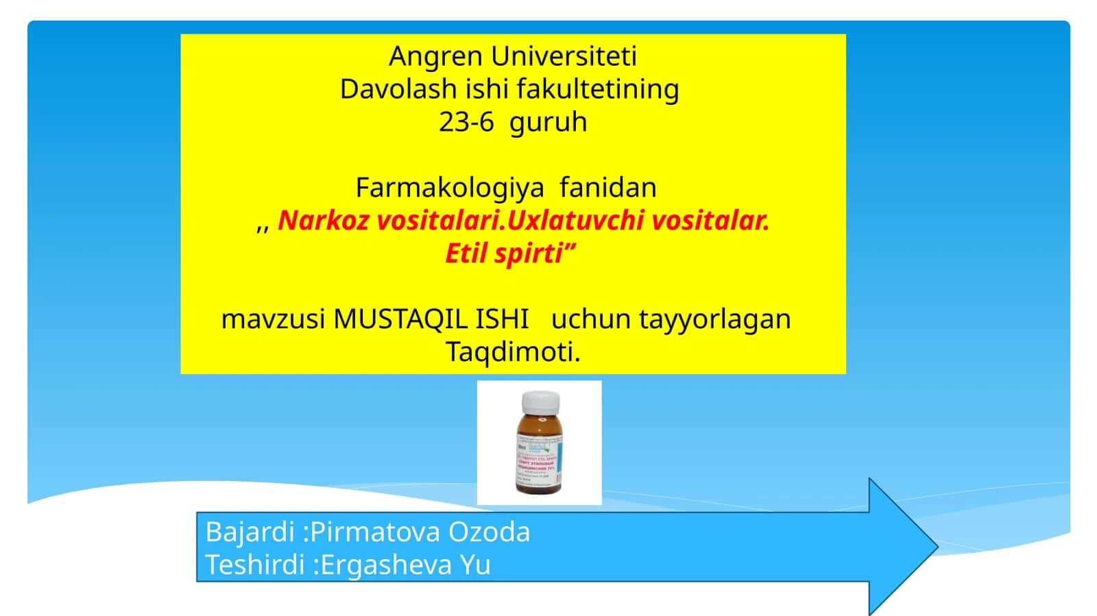 Narkozvositalari va Uxlatuvchi vositalar