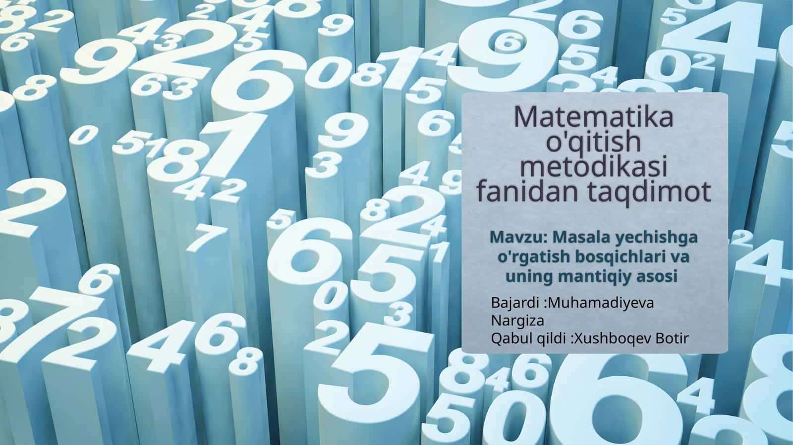 Matematika o'qitish metodikasi fanidan taqdimot