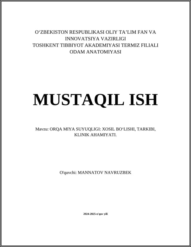 Orqa Miya Suyuqligi