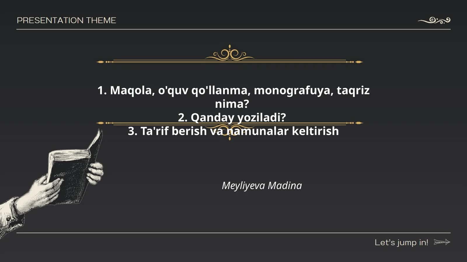 Maqola, o'quv qo'llanma, monografuya, taqriz nima?