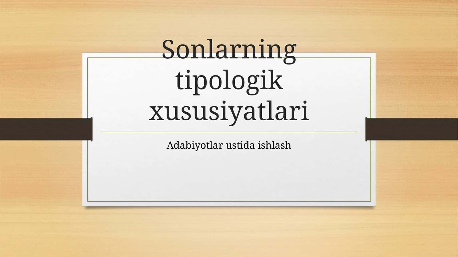 Sonlarning tipologik xususiyatlari