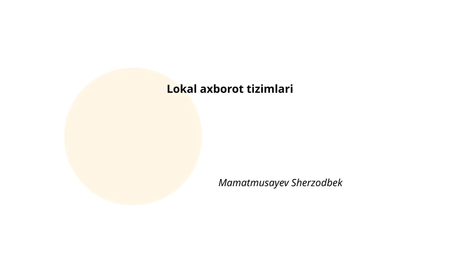Lokal axborot tizimlarining arxitekturasi