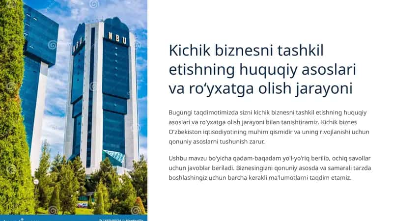 Kichik biznesni tashkil etishning huquqiy asoslari va ro‘yxatga olish jarayoni